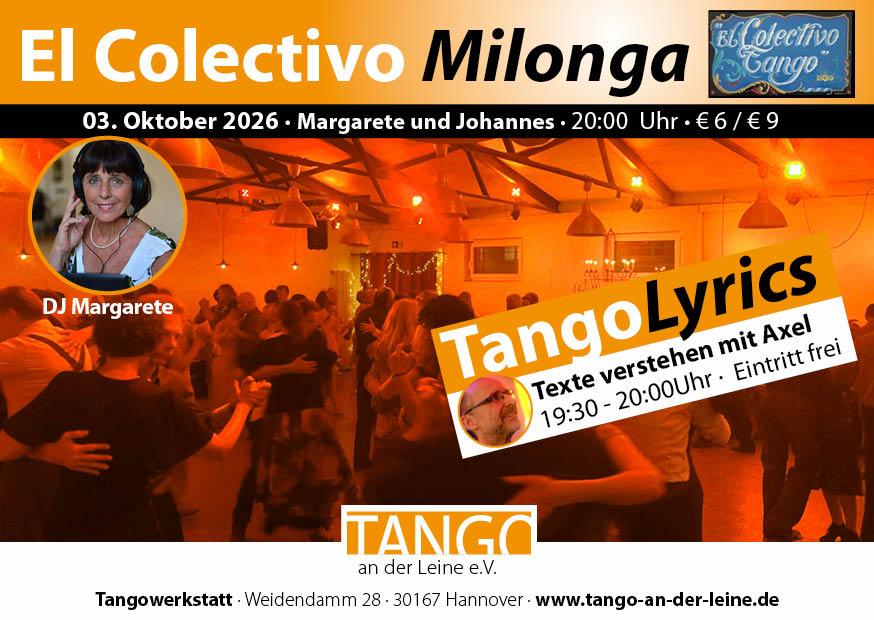 Milonga El Colectivo mit DJ Margarete und TangoLyrics