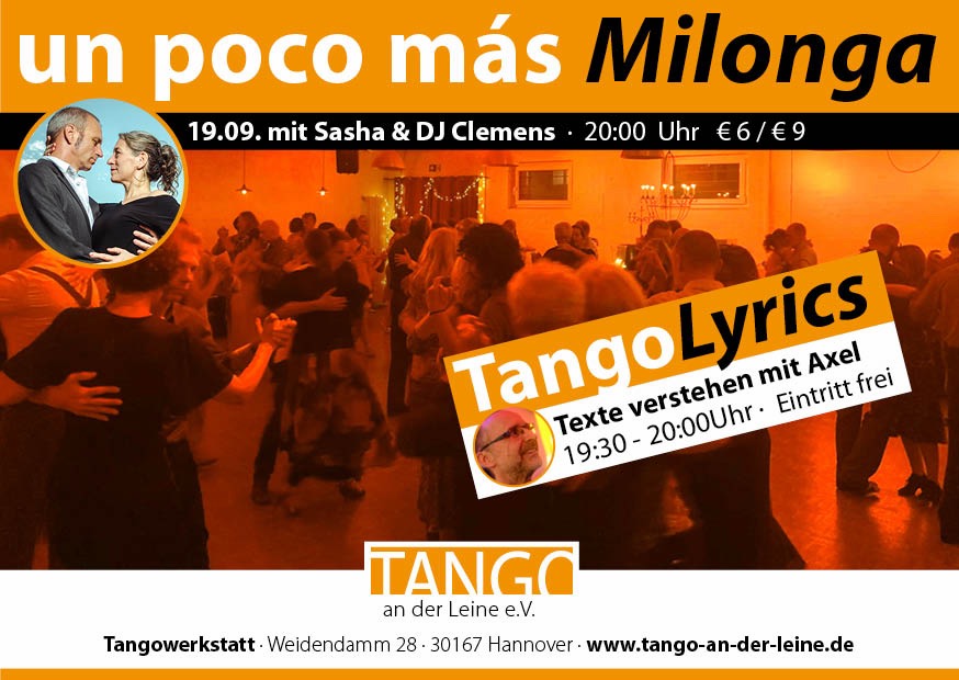 Un poco mas Milonga mit TangoLyrics von Tango an der Leine in Hannover